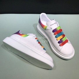 Alexander Mcqueen Matte Leather Colored Shoelaces Casual Shoes For Men And Women 