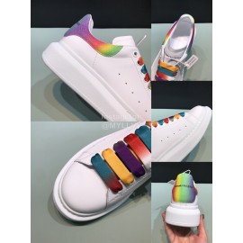 Alexander Mcqueen Matte Leather Colored Shoelaces Casual Shoes For Men And Women 