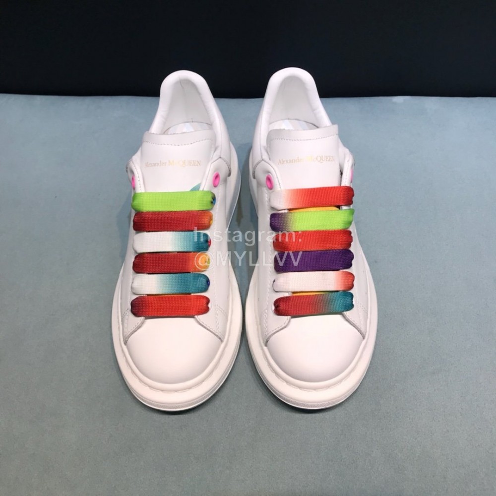 Alexander Mcqueen New Matte Leather Colored Shoelaces Casual Shoes For Men And Women 