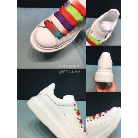 Alexander Mcqueen New Matte Leather Colored Shoelaces Casual Shoes For Men And Women 