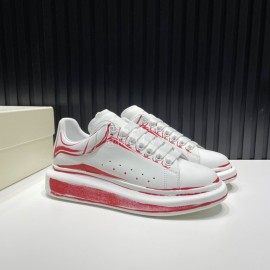 Alexander Mcqueen Painted Cowhide Casual Shoes For Men And Women Red