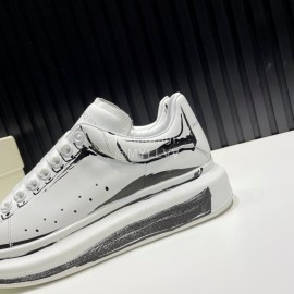 Alexander Mcqueen Painted Cowhide Casual Shoes For Men And Women Gray