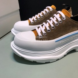 Alexander Mcqueen Tread Slick Lace Up Thick Soled Shoes For Men And Women Coffee