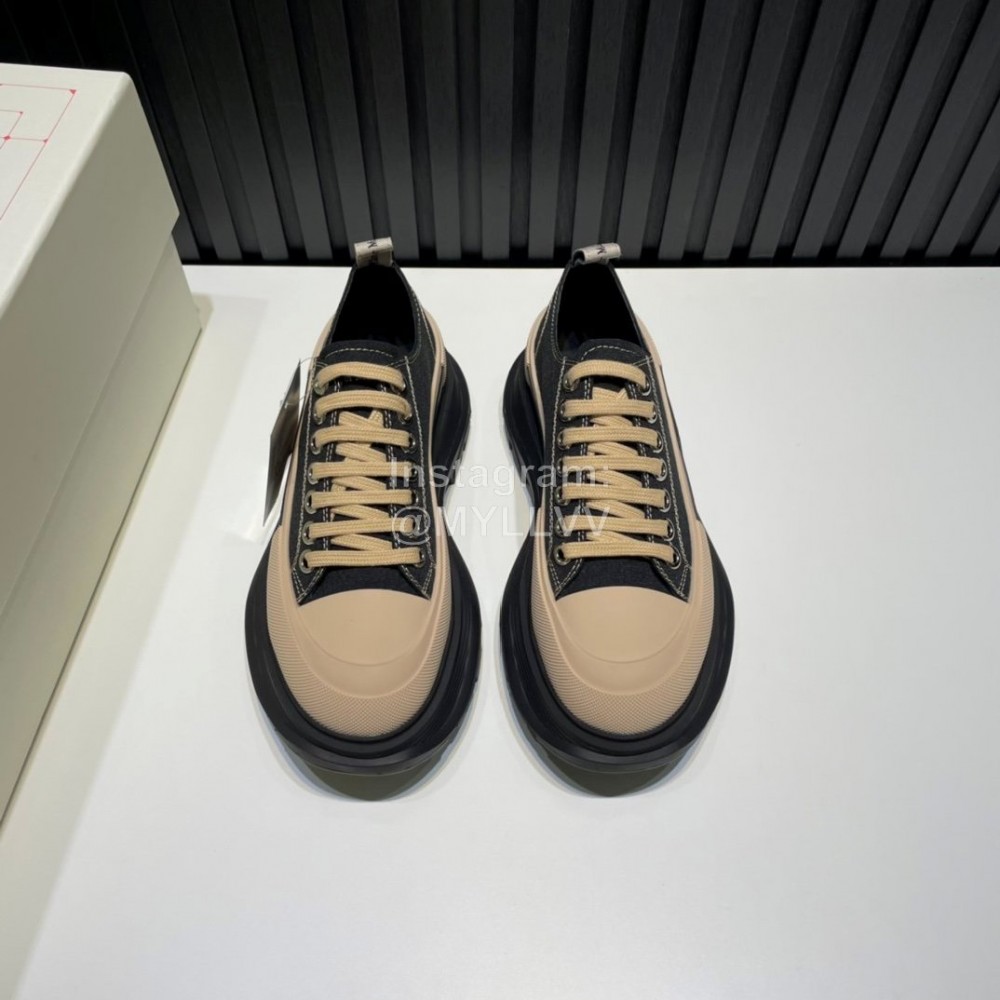 Alexander Mcqueen Tread Slick Lace Up Thick Soled Shoes For Men And Women Black