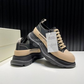 Alexander Mcqueen Tread Slick Lace Up Thick Soled Shoes For Men And Women Black