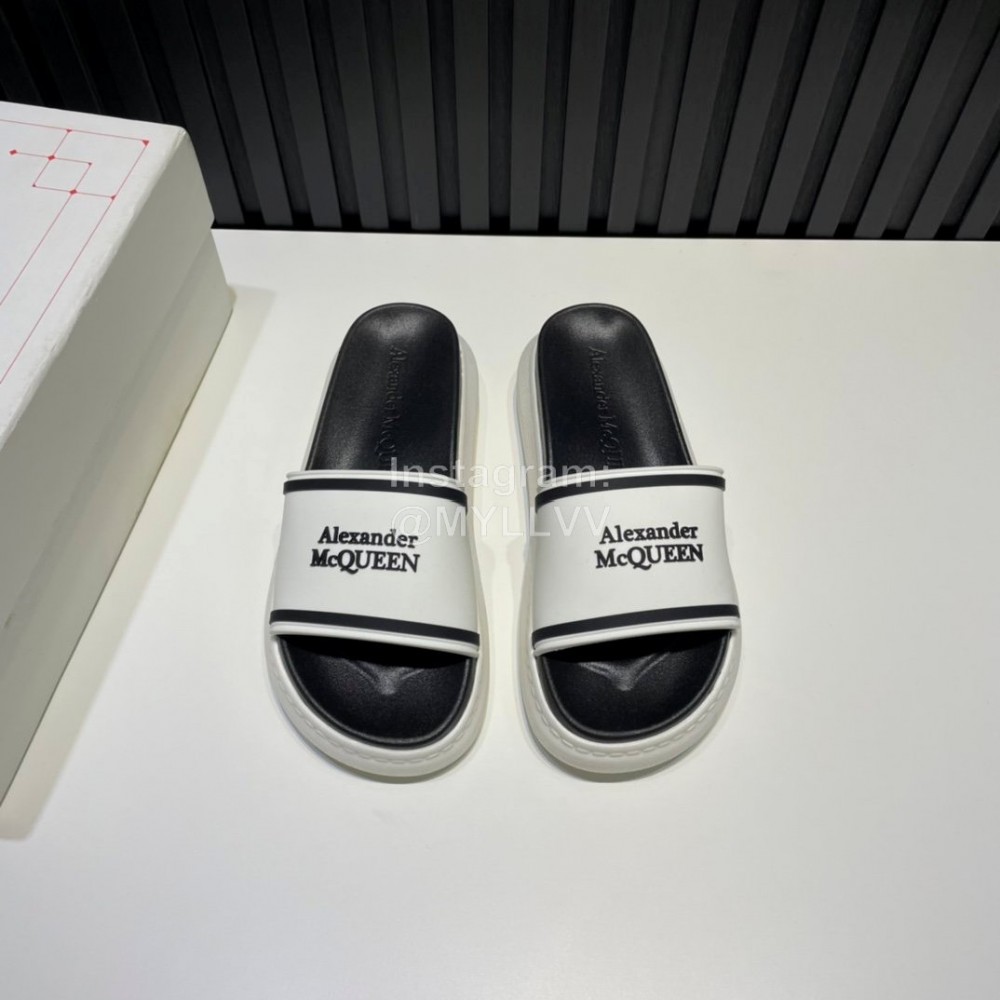 Alexander Mcqueen Summer Thick Soled Slippers For Men And Women White
