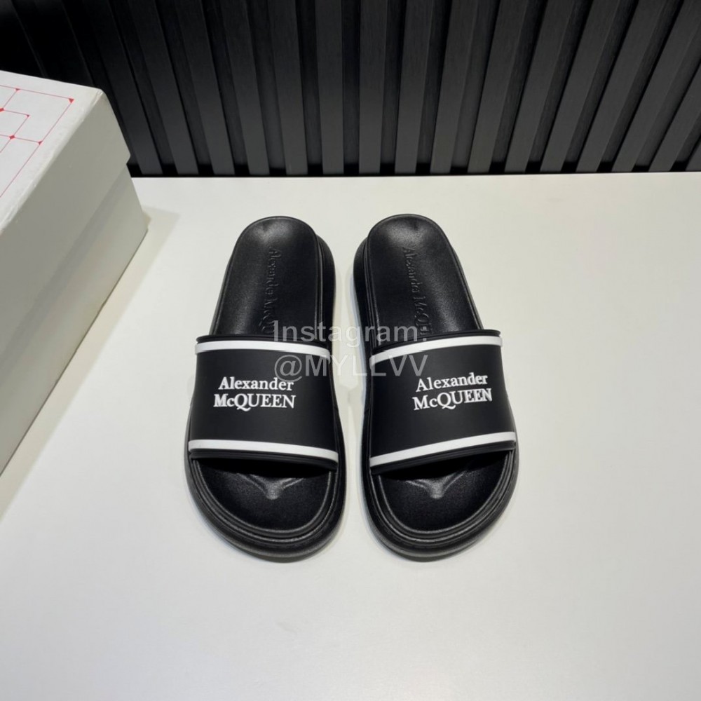 Alexander Mcqueen Summer Thick Soled Slippers For Men And Women Black