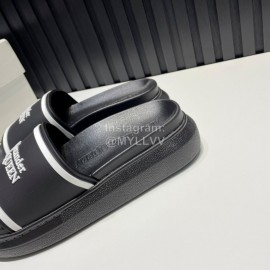 Alexander Mcqueen Summer Thick Soled Slippers For Men And Women Black