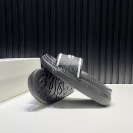 Alexander Mcqueen Summer Thick Soled Slippers For Men And Women Black