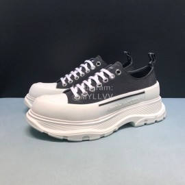 Alexander Mcqueen Canvas Lace Up Thick Soled Shoes For Men And Women Black