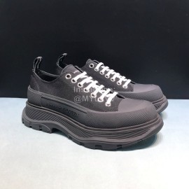 Alexander Mcqueen Black Canvas Lace Up Thick Soled Shoes For Men And Women 