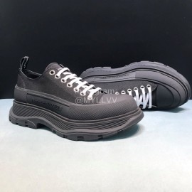 Alexander Mcqueen Black Canvas Lace Up Thick Soled Shoes For Men And Women 