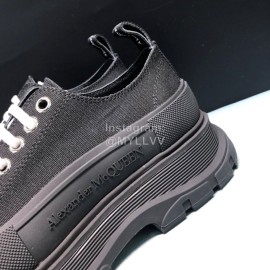 Alexander Mcqueen Black Canvas Lace Up Thick Soled Shoes For Men And Women 