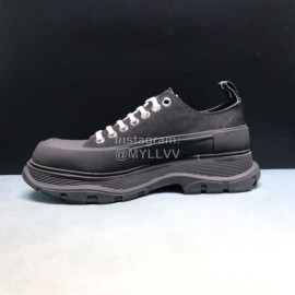 Alexander Mcqueen Black Canvas Lace Up Thick Soled Shoes For Men And Women 