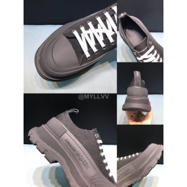 Alexander Mcqueen Black Canvas Lace Up Thick Soled Shoes For Men And Women 