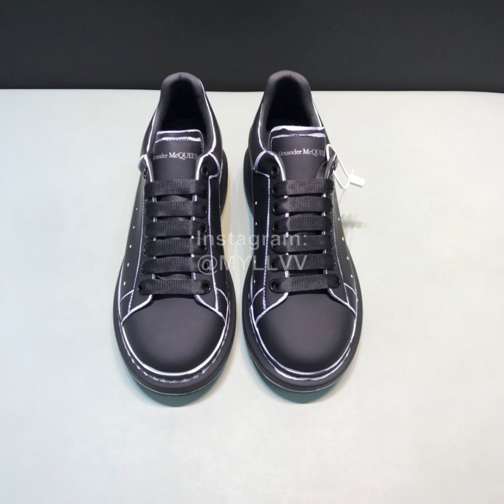 Alexander Mcqueen Painted Matt Leather Casual Shoes For Men And Women Black
