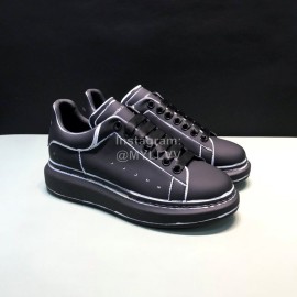 Alexander Mcqueen Painted Matt Leather Casual Shoes For Men And Women Black