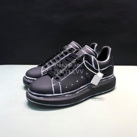 Alexander Mcqueen Painted Matt Leather Casual Shoes For Men And Women Black