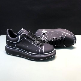 Alexander Mcqueen Painted Matt Leather Casual Shoes For Men And Women Black