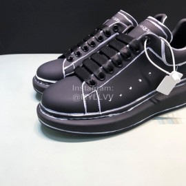 Alexander Mcqueen Painted Matt Leather Casual Shoes For Men And Women Black