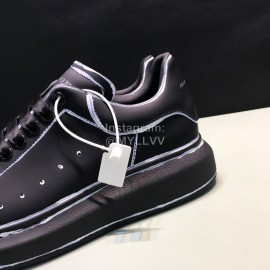 Alexander Mcqueen Painted Matt Leather Casual Shoes For Men And Women Black