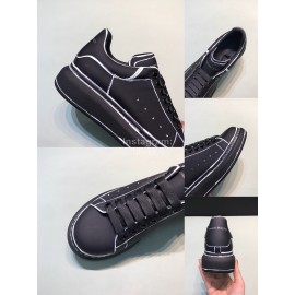 Alexander Mcqueen Painted Matt Leather Casual Shoes For Men And Women Black