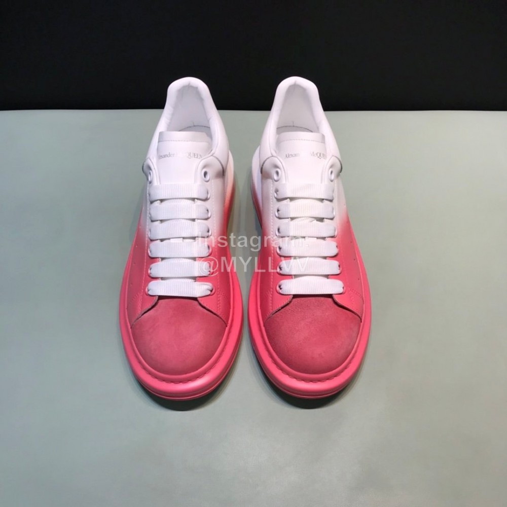 Mcqueen Painted Matt Leather Casual Shoes For Men And Women Pink