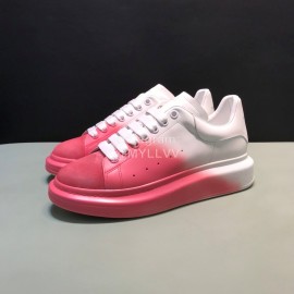Mcqueen Painted Matt Leather Casual Shoes For Men And Women Pink