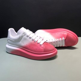Mcqueen Painted Matt Leather Casual Shoes For Men And Women Pink