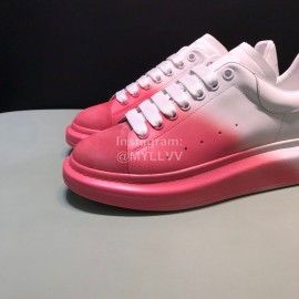 Mcqueen Painted Matt Leather Casual Shoes For Men And Women Pink
