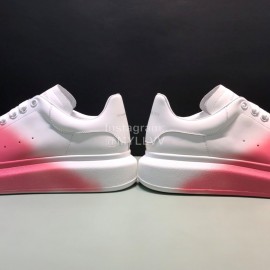 Mcqueen Painted Matt Leather Casual Shoes For Men And Women Pink