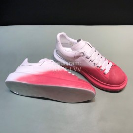 Mcqueen Painted Matt Leather Casual Shoes For Men And Women Pink