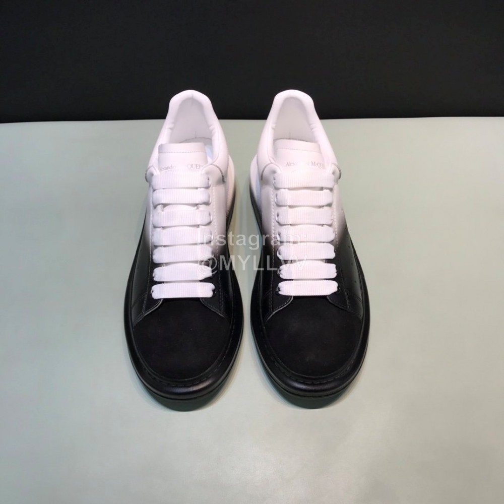 Mcqueen Painted Matt Leather Casual Shoes For Men And Women Black