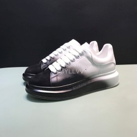 Mcqueen Painted Matt Leather Casual Shoes For Men And Women Black