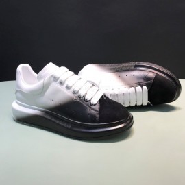 Mcqueen Painted Matt Leather Casual Shoes For Men And Women Black
