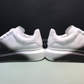 Mcqueen Painted Matt Leather Casual Shoes For Men And Women Black