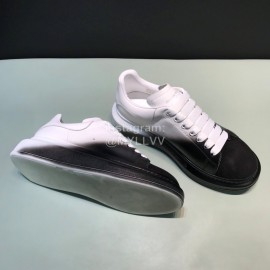 Mcqueen Painted Matt Leather Casual Shoes For Men And Women Black