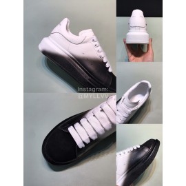 Mcqueen Painted Matt Leather Casual Shoes For Men And Women Black