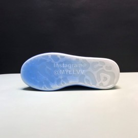 Mcqueen Painted Matt Leather Casual Shoes For Men And Women Blue