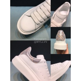 Mcqueen Painted Plaid Matt Leather Casual Shoes For Men And Women 