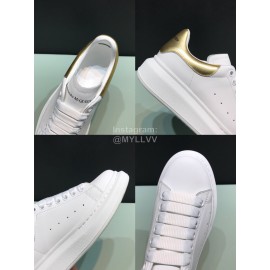 Alexander Mcqueen Matt Leather Casual Shoes For Men And Women Gold