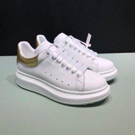 Alexander Mcqueen Matt Leather Casual Shoes For Men And Women Gold