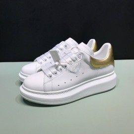 Alexander Mcqueen Matt Leather Casual Shoes For Men And Women Gold
