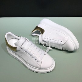 Alexander Mcqueen Matt Leather Casual Shoes For Men And Women Gold