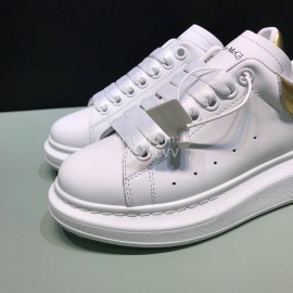 Alexander Mcqueen Matt Leather Casual Shoes For Men And Women Gold