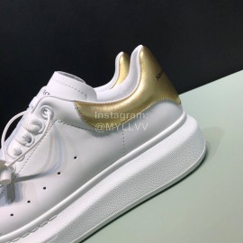 Alexander Mcqueen Matt Leather Casual Shoes For Men And Women Gold