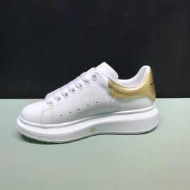 Alexander Mcqueen Matt Leather Casual Shoes For Men And Women Gold