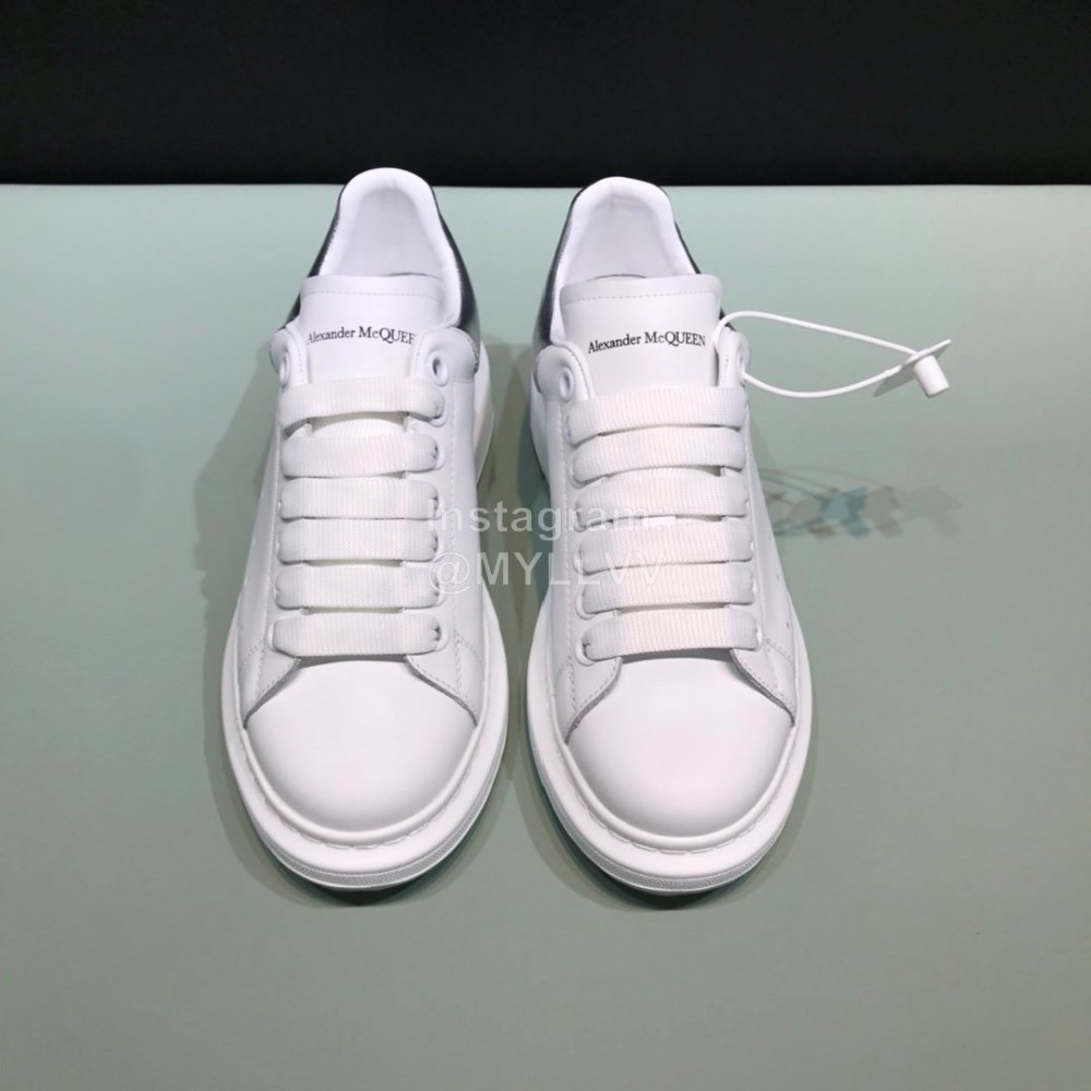 Alexander Mcqueen Matt Leather Casual Shoes For Men And Women Silver