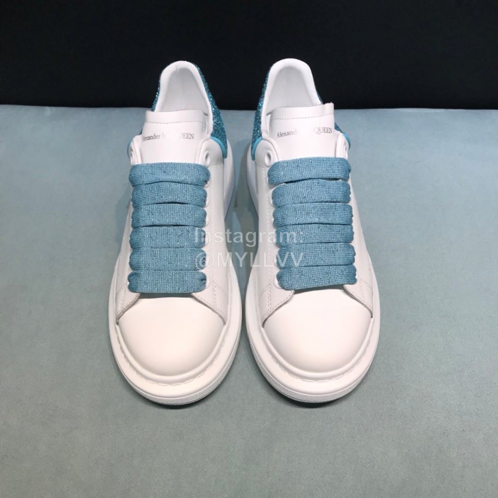 Alexander Mcqueen Sequins Matt Leather Casual Shoes For Men And Women Blue