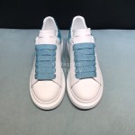 Alexander Mcqueen Sequins Matt Leather Casual Shoes For Men And Women Blue